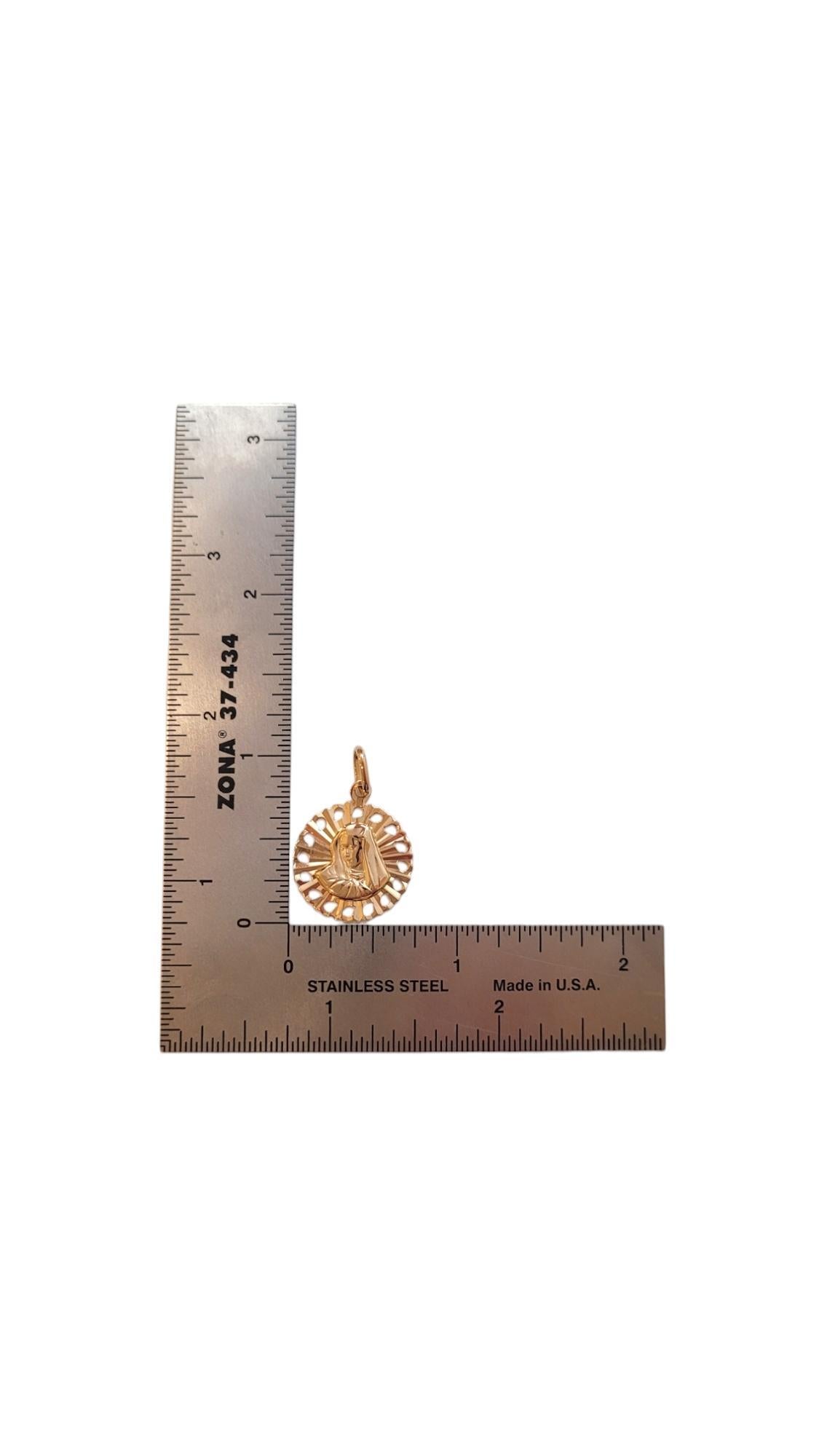 18K Yellow Gold Blessed Mother Pendant #20534 For Sale 3