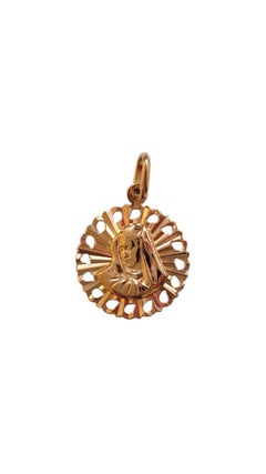 18K Yellow Gold Blessed Mother Pendant #20534