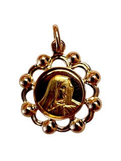 18K Yellow Gold Blessed Mother Pendant #25513