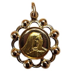 18K Yellow Gold Blessed Mother Pendant #25513