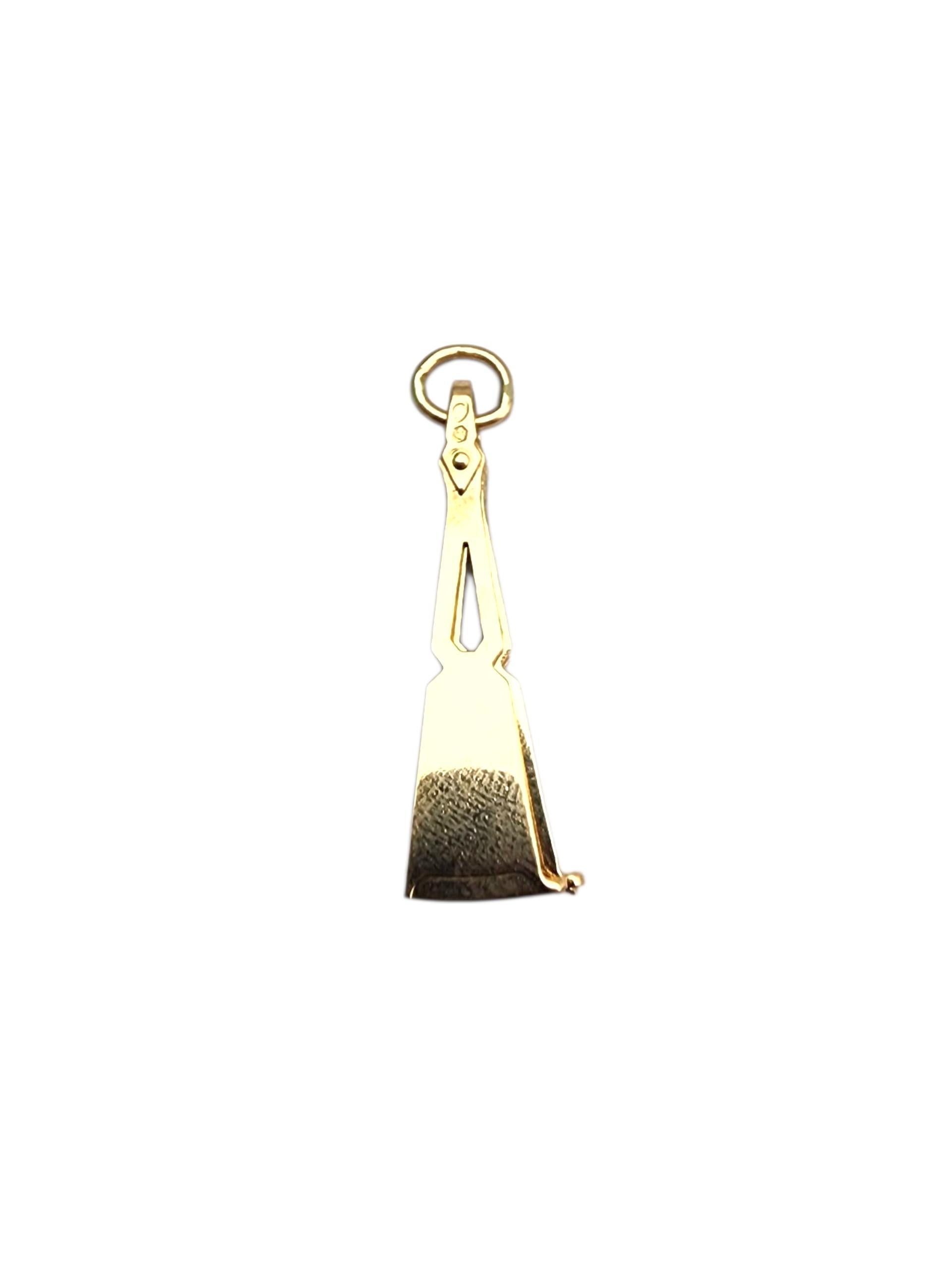 Women's 18K Yellow Gold Blue Enamel Articulated Hand Fan Charm #22831 For Sale