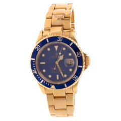 18K Yellow Gold Blue Face Rolex Submariner