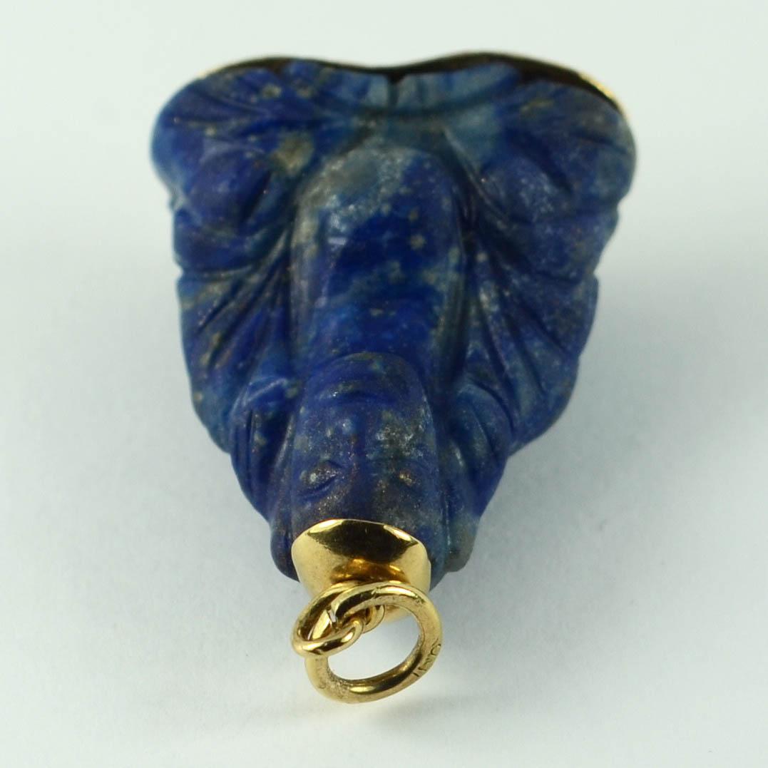 18 Karat Yellow Gold Blue Lapis Lazuli Buddha Large Charm Pendant 5