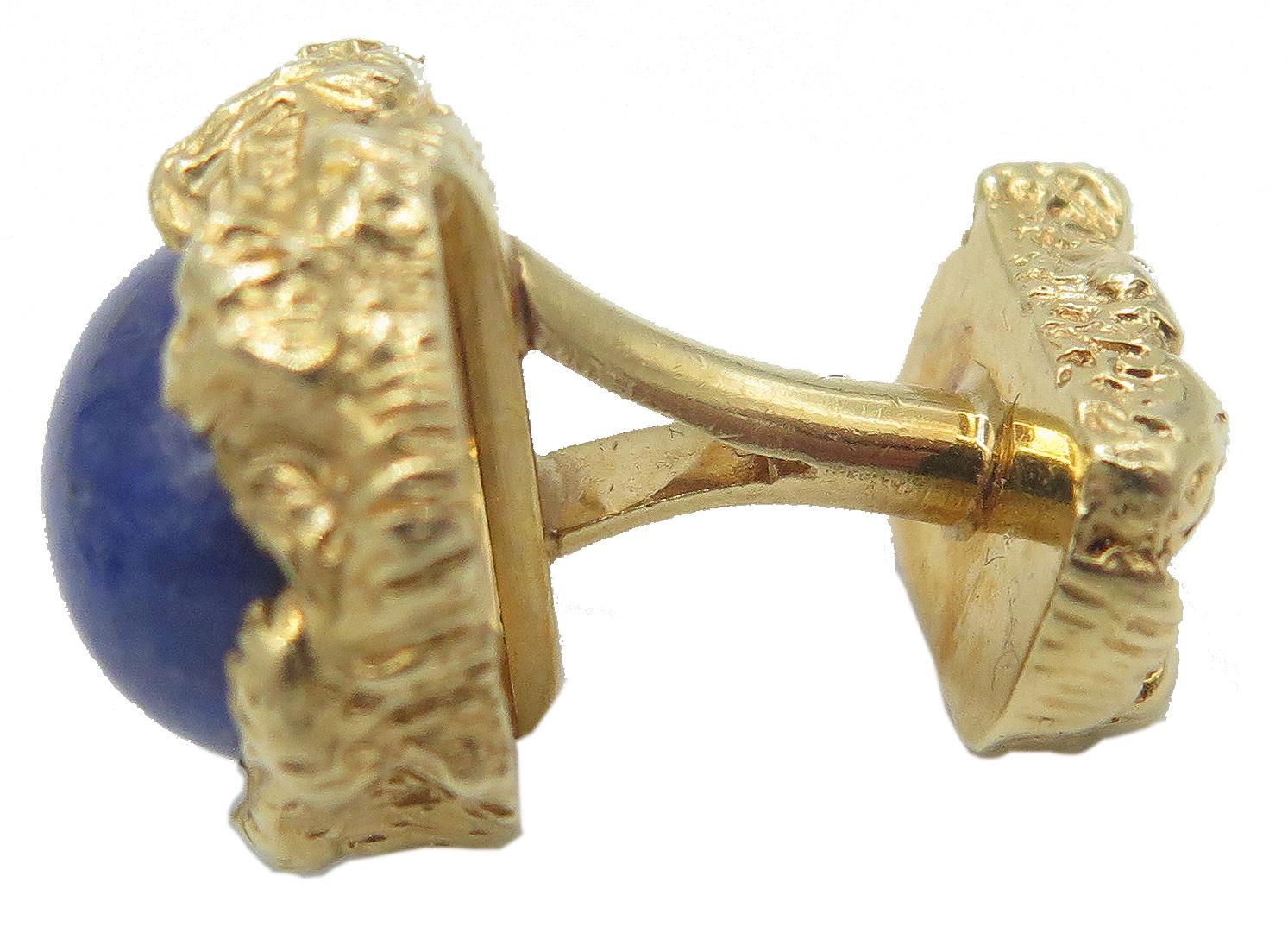 18 Karat Yellow Gold Blue Lapz Cuff Links Set In Excellent Condition For Sale In West Palm Beach, FL