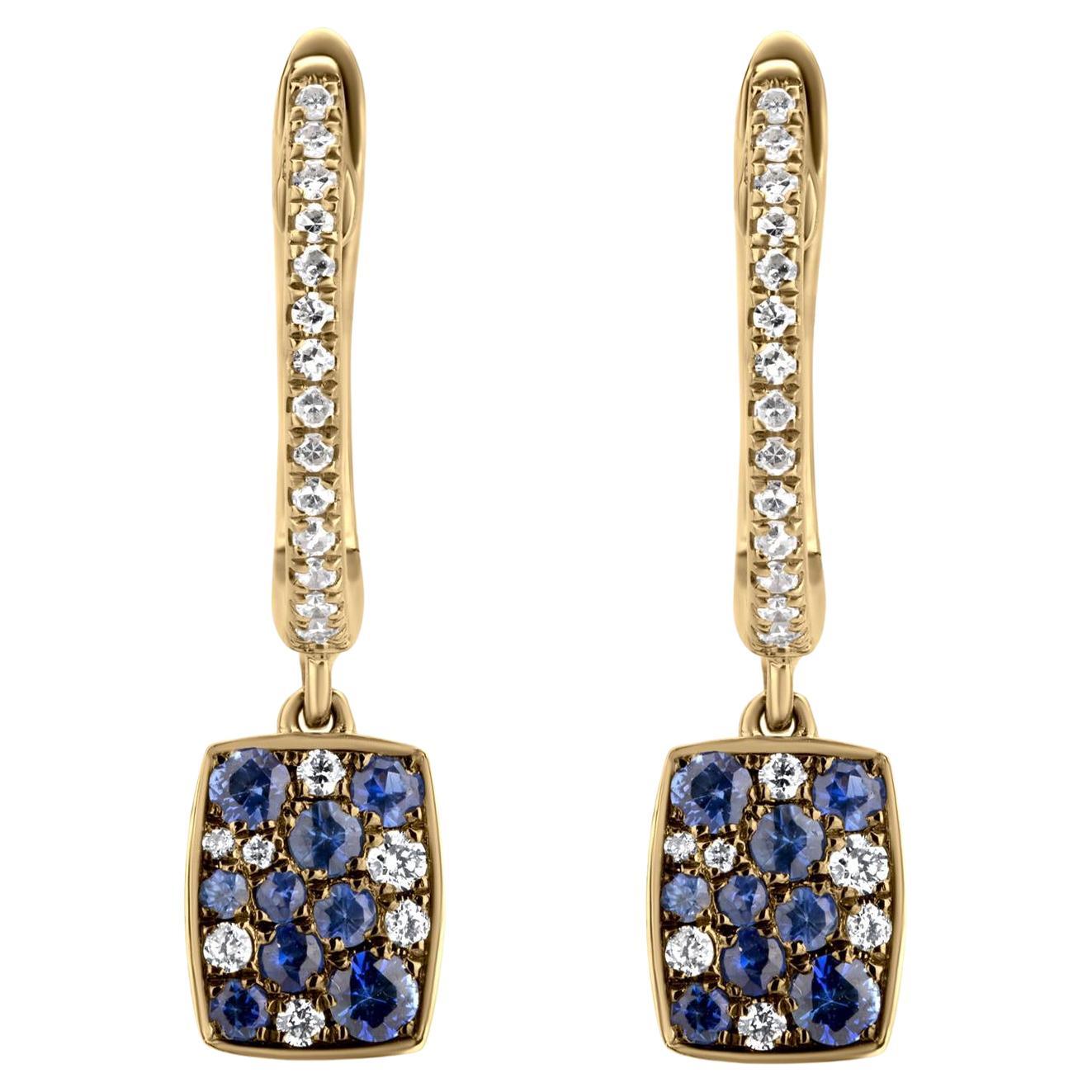 Yellow Gold Drop Earrings with Blue Sapphire Teardrops and Canary ...