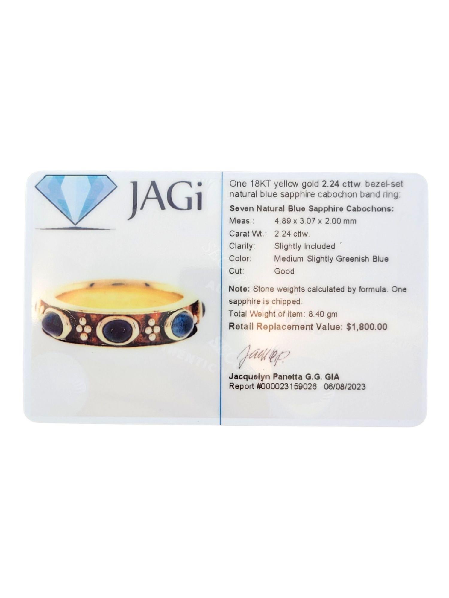 18 Karat Gelbgold Blauer Saphir Cabochon Ring Größe 6,75 #14769 im Angebot 3
