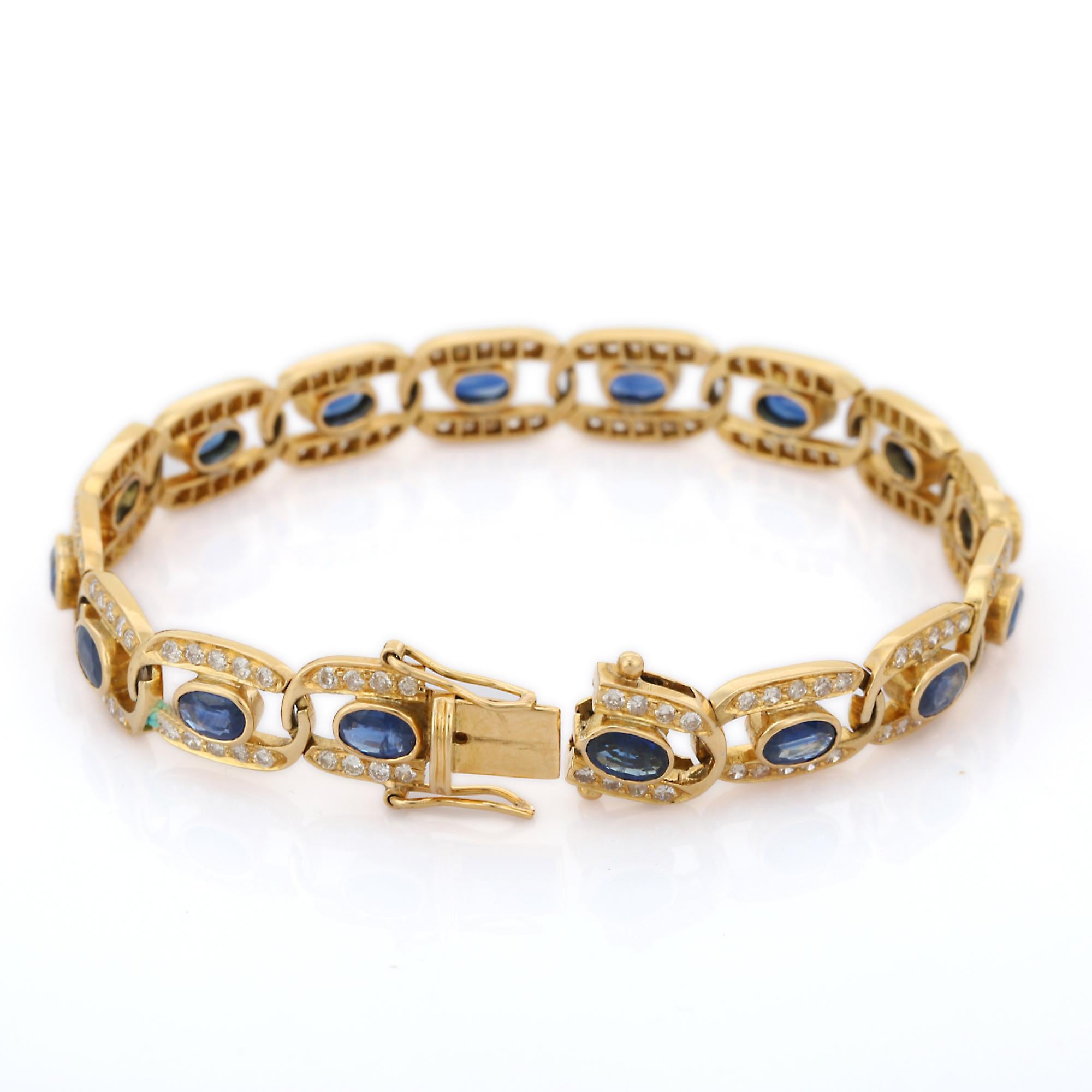 sapphire and diamond bracelet yellow gold