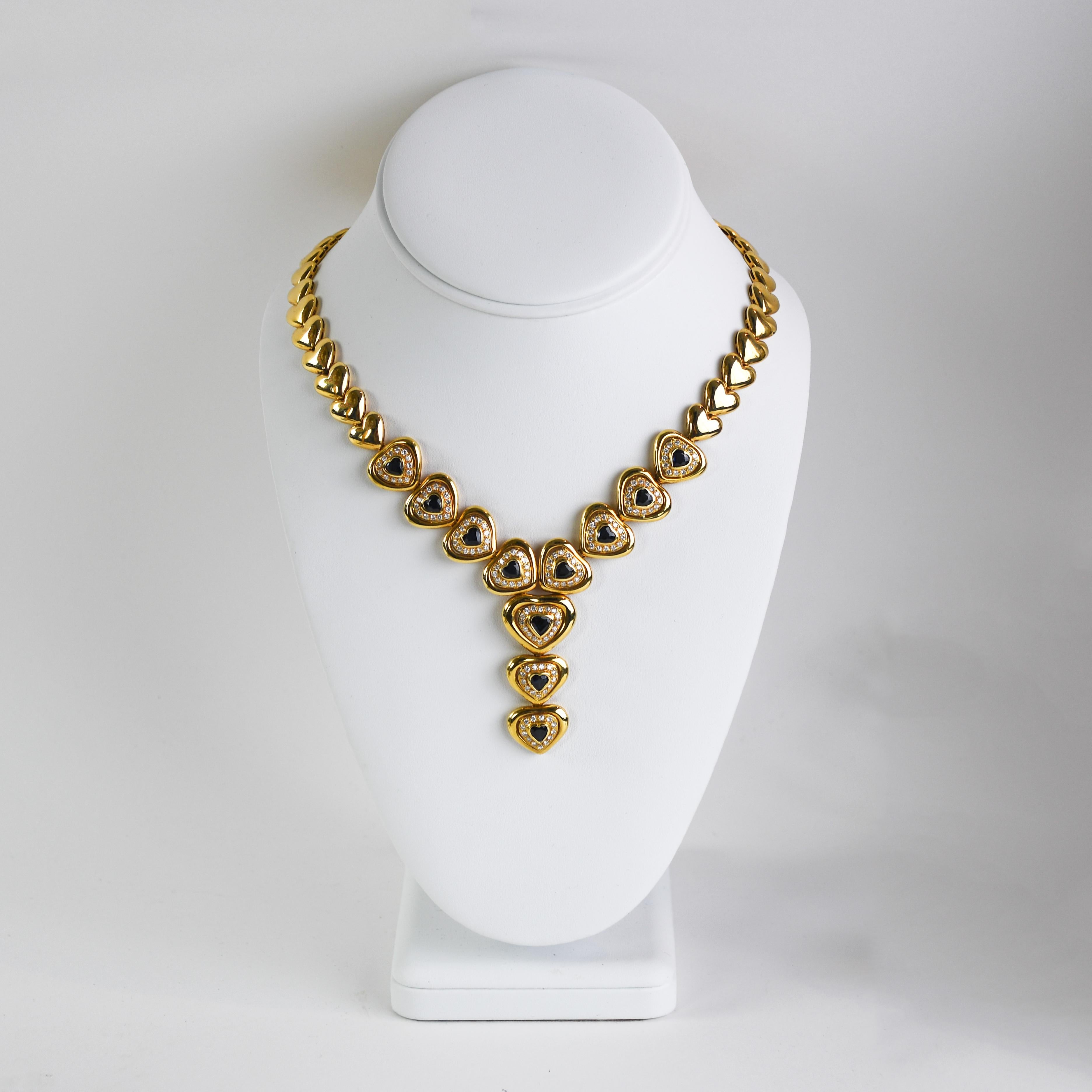 18K Yellow Gold Blue Sapphire & Diamond Jewelry Set For Sale 3