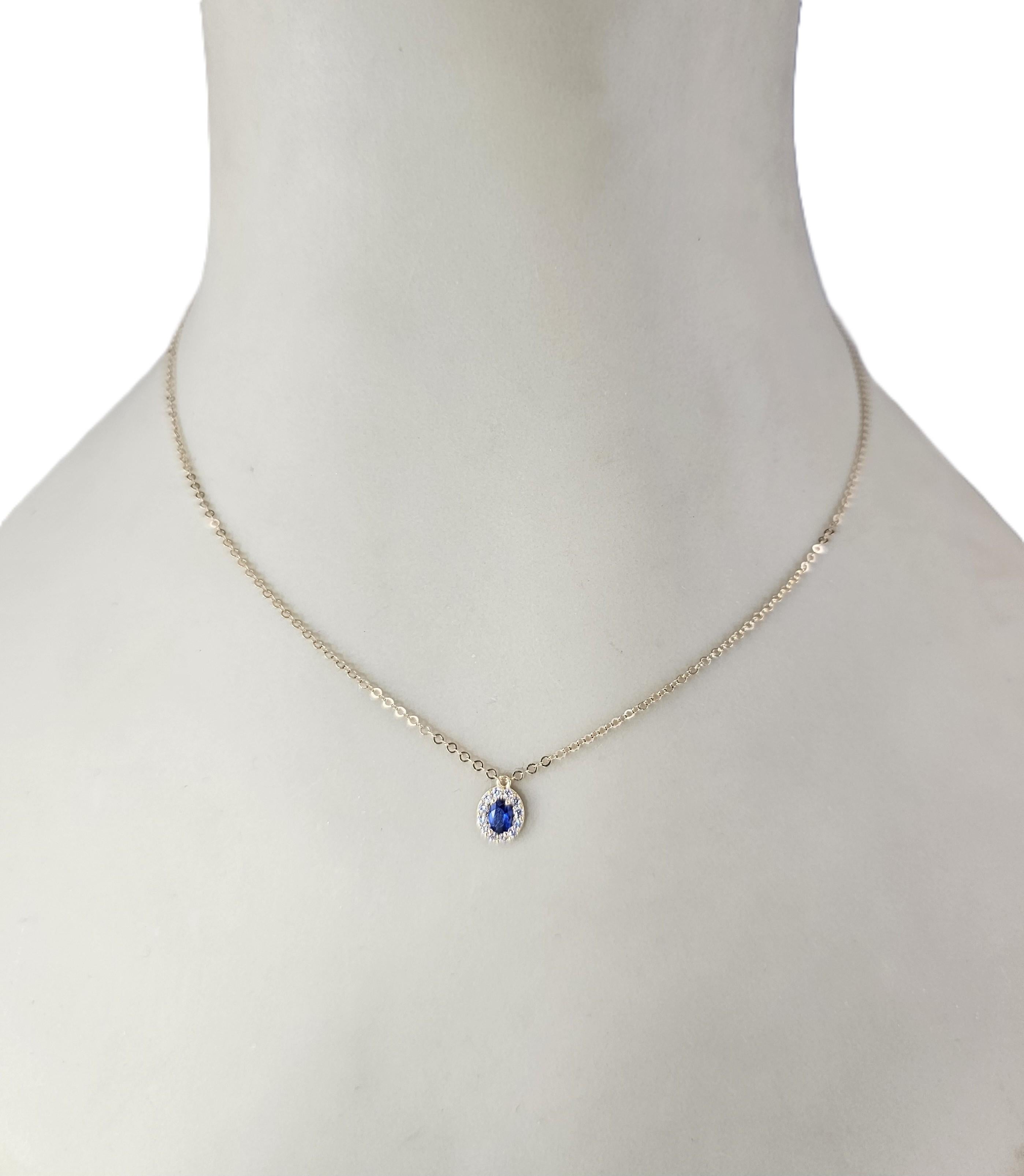 Collier à pendentif en or jaune 18K avec pierres bleues et diamants simulés #23526 en vente 1