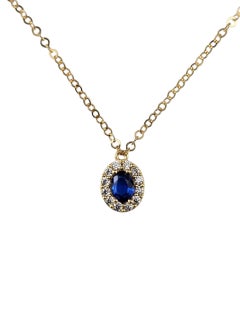 Collana con ciondolo in oro giallo 18K con pietre blu e diamanti simulati #23526