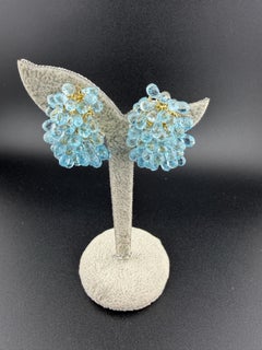 18k Yellow Gold Blue Topaz Clip-On Earrings