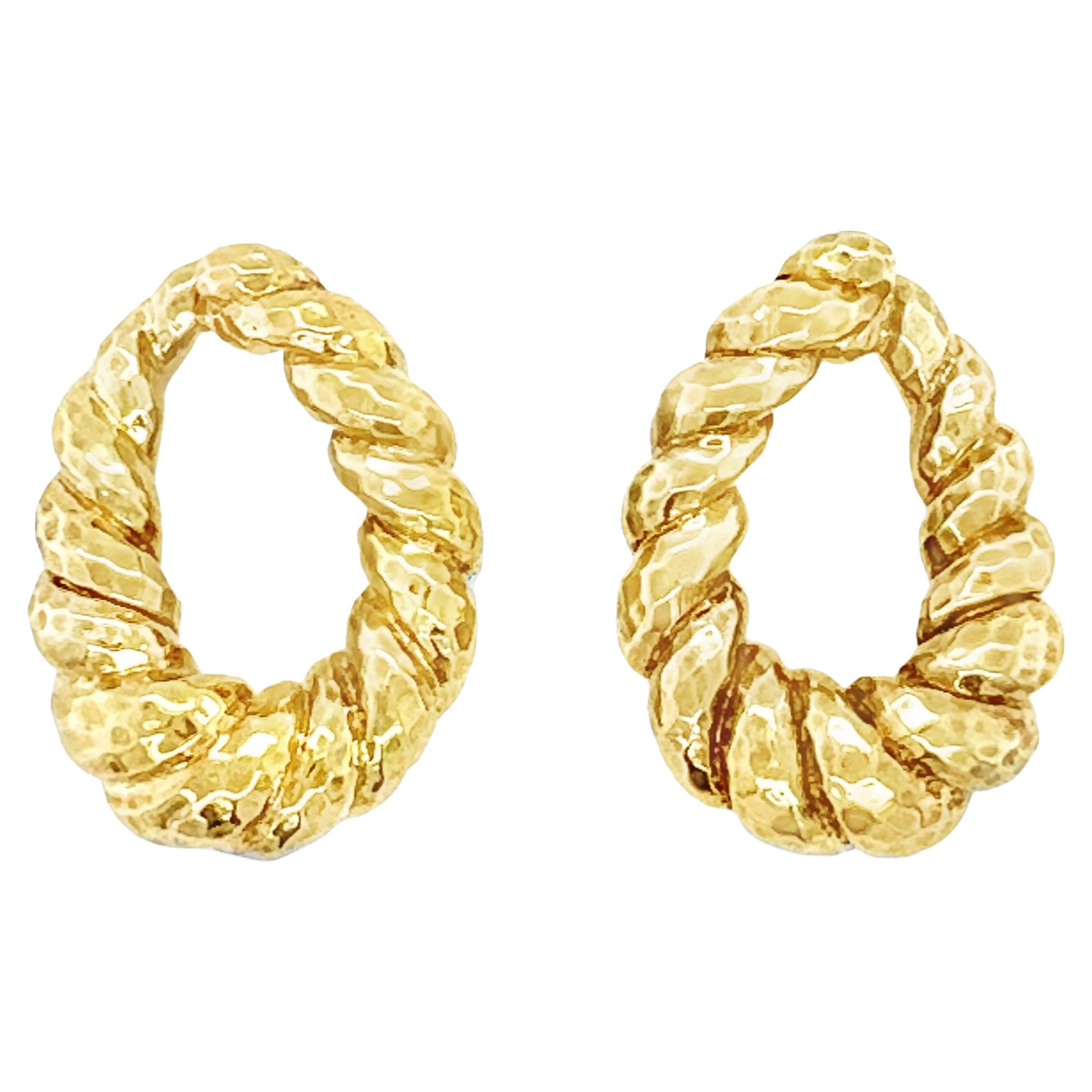 18k Yellow Gold Bold Hoop Clip Earrings