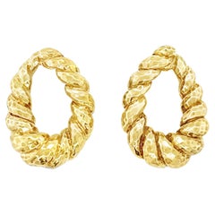 18k Yellow Gold Bold Hoop Clip Earrings
