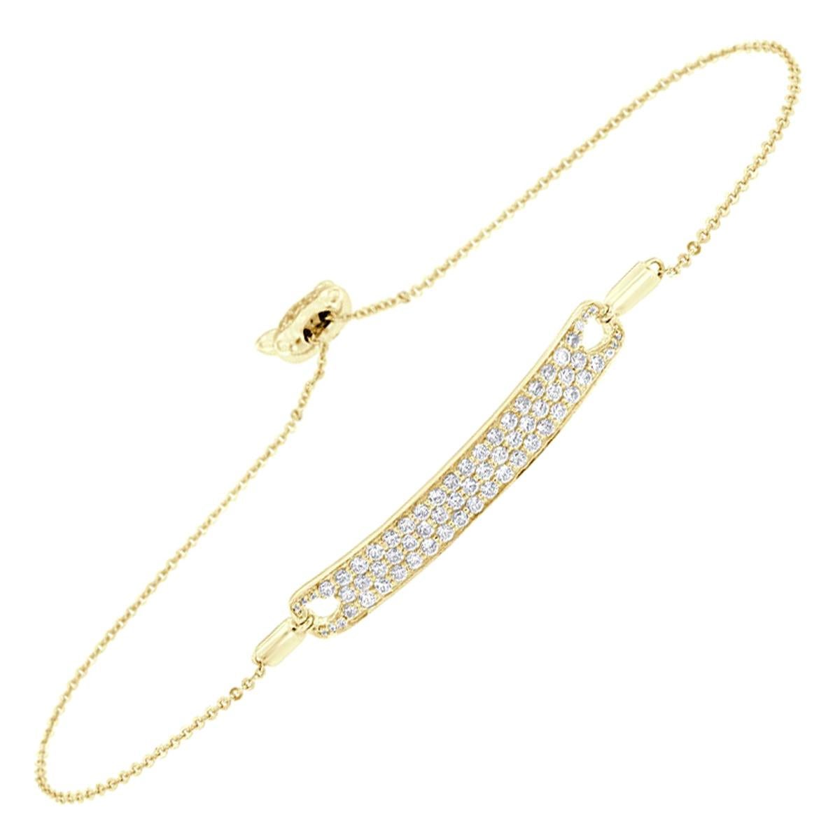 18K Yellow Gold Bolo Diamond Bracelet '1 1/4 Ct. tw' For Sale