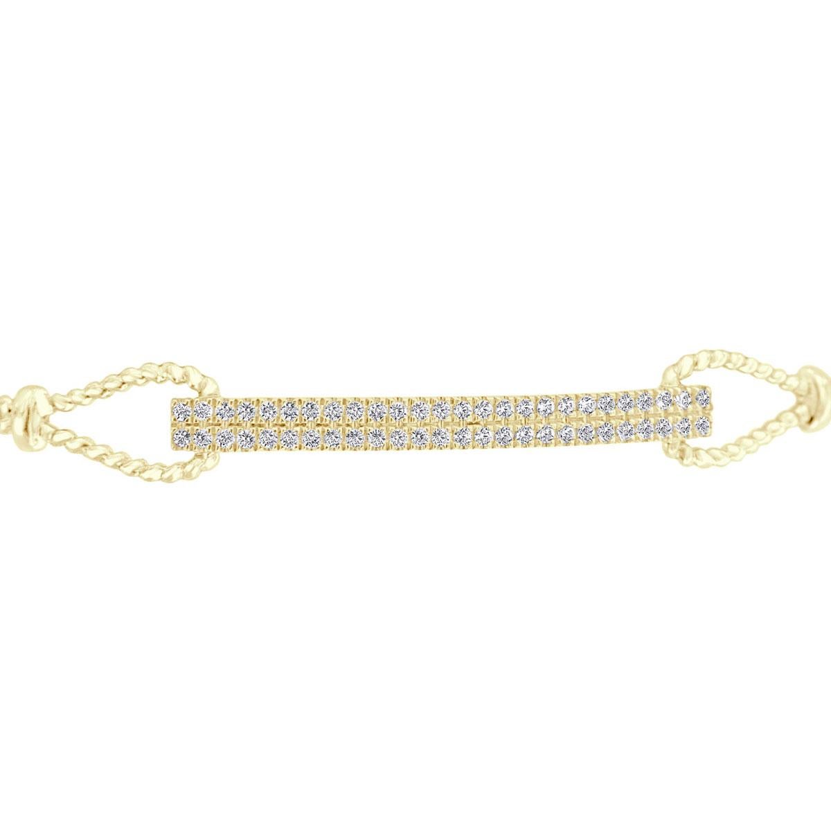 Round Cut 18K Yellow Gold Bolo Diamond Bracelet '1/2 Ct. tw' For Sale