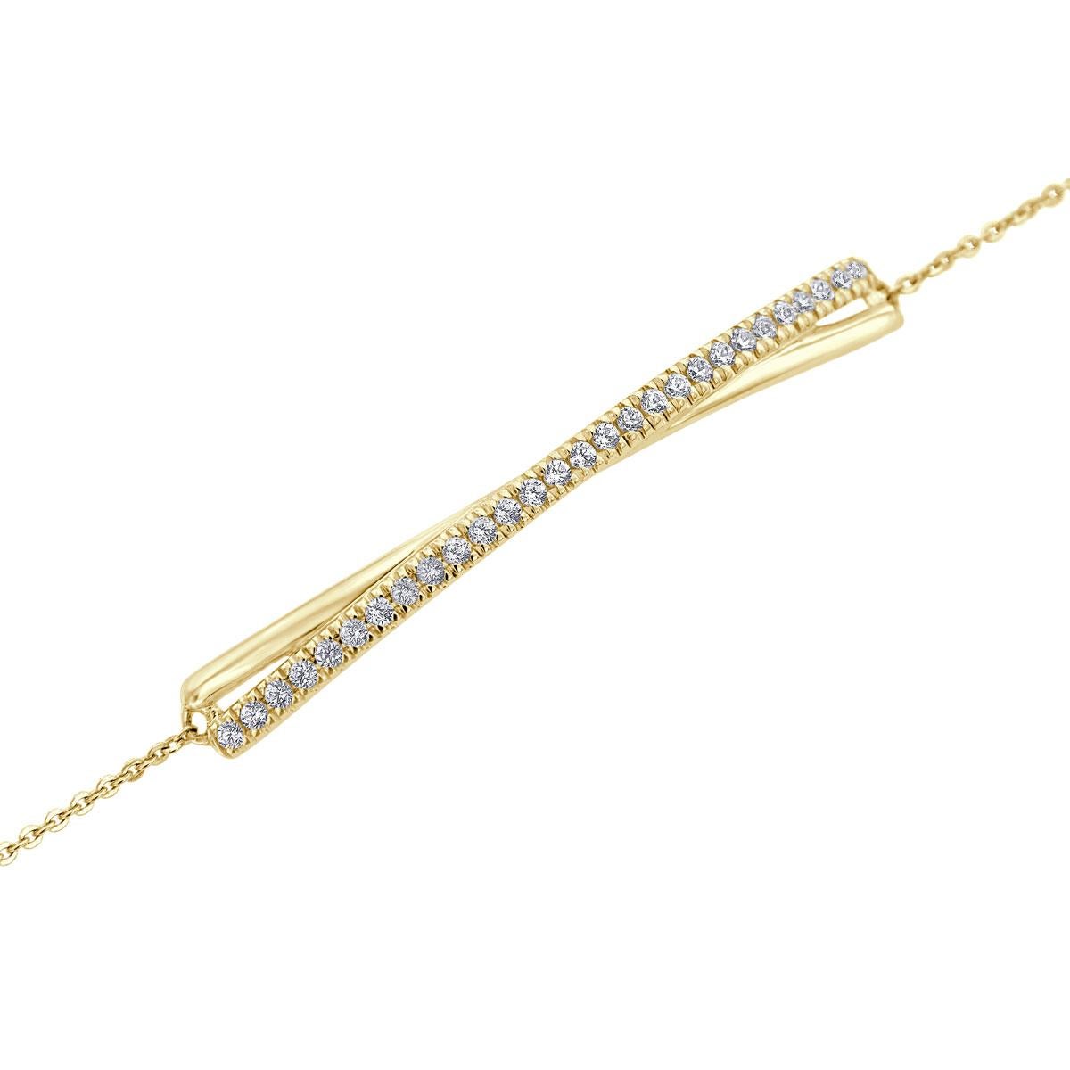 Round Cut 18K Yellow Gold Bolo Diamond Bracelet '2/5 Ct. tw' For Sale