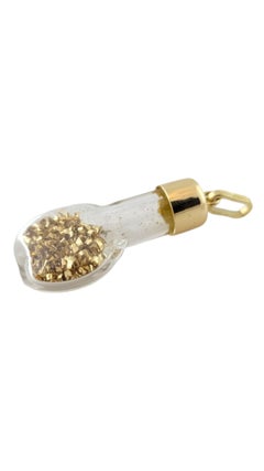 18K Yellow Gold Bottle Pendant with Gold Flakes #16448