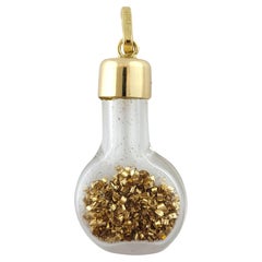 18K Yellow Gold Bottle Pendant with Gold Flakes #16448