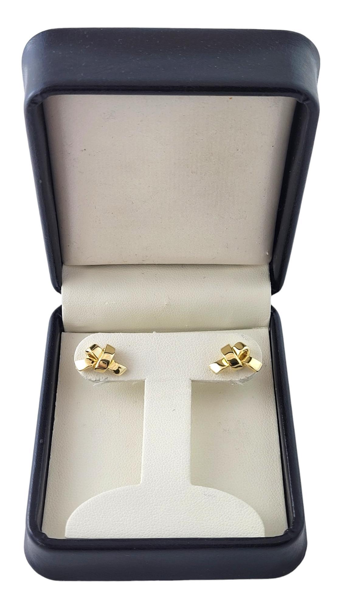 18K Yellow Gold Bow Stud Earrings #16874 For Sale 2