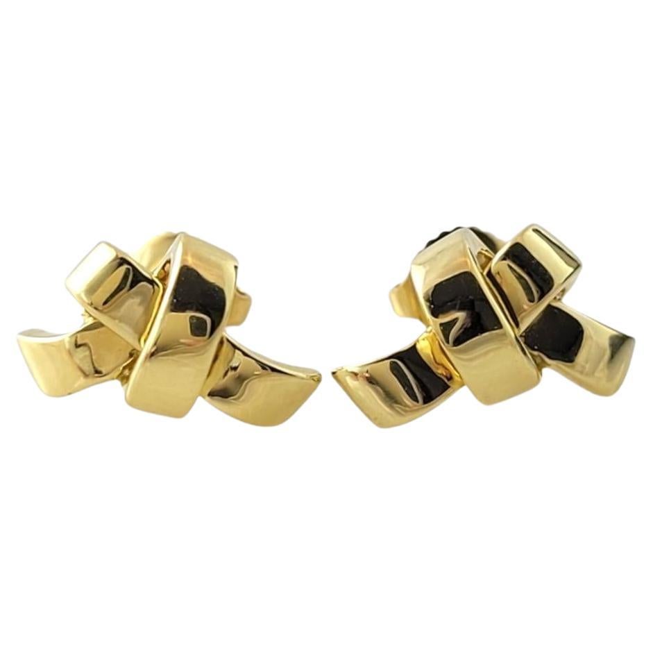 18K Yellow Gold Bow Stud Earrings #16874 For Sale