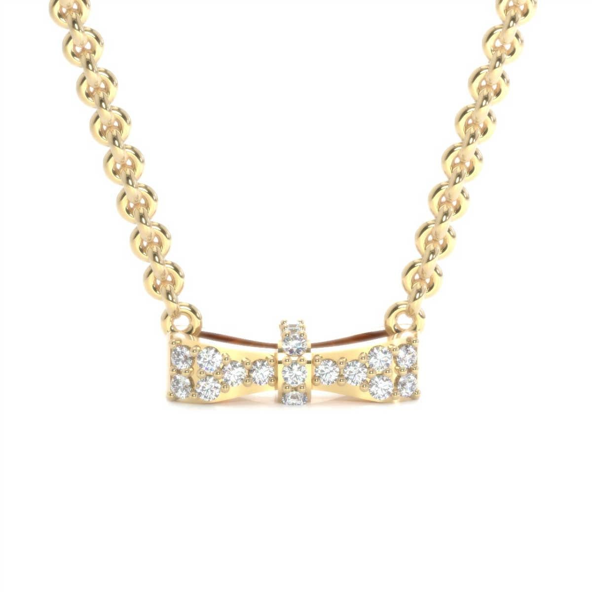 18 Karat Gelbgold Schleifen-Diamant-Halskette '1/5 Karat' (Rundschliff) im Angebot