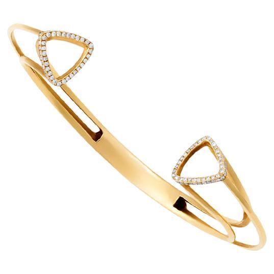 18K Yellow Gold Bracelet, 3D Bangle For Sale