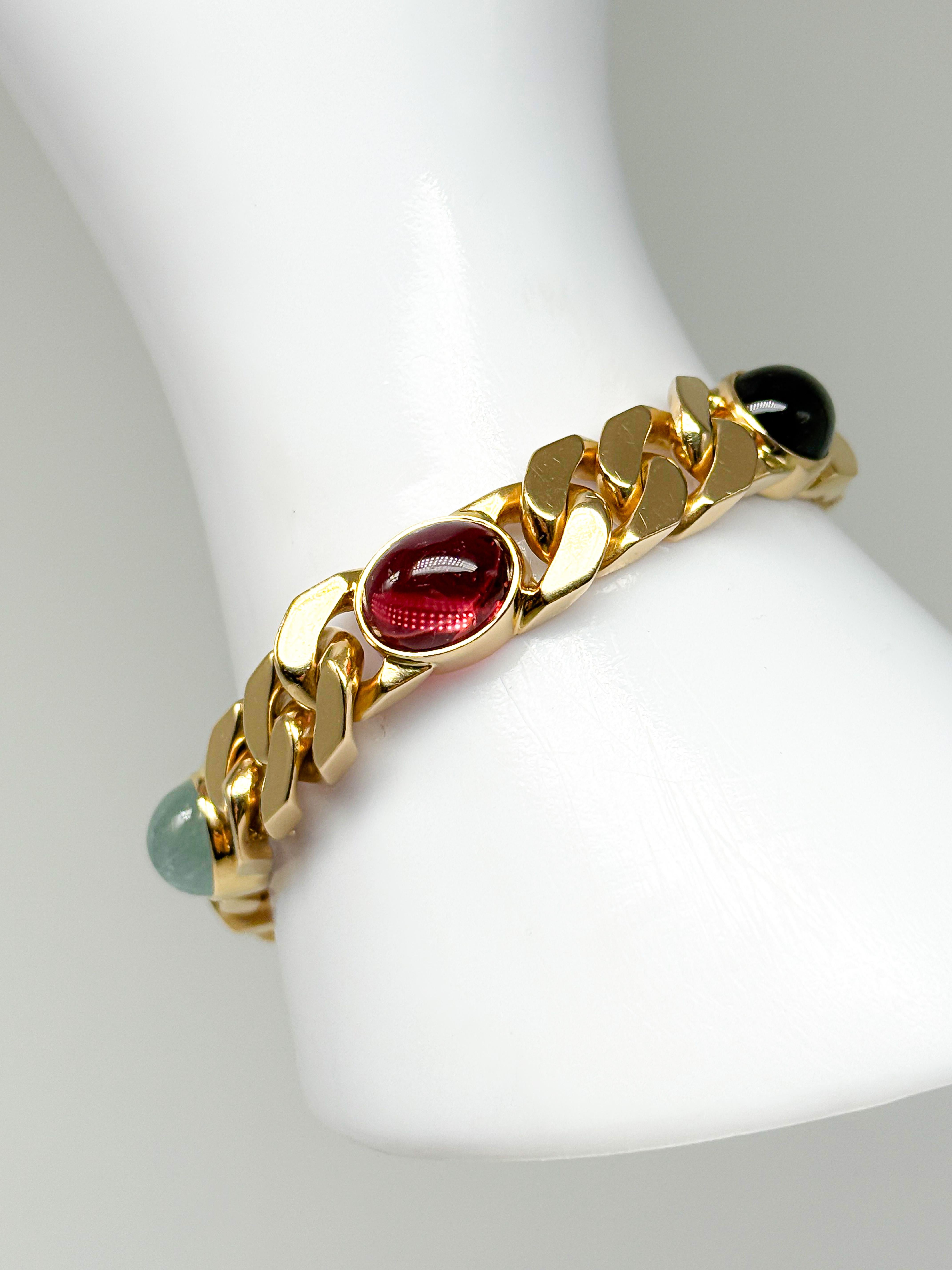 da uomo o donna Bracciale in oro giallo 18K con ametista, citrino, acquamarina e tormalina. in vendita