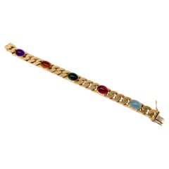 18K Yellow Gold Bracelet with Amethyst, Citrine, Aquamarine, and Tourmaline with