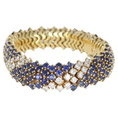 Bracelet en or jaune 18 carats avec saphirs bleus et diamants