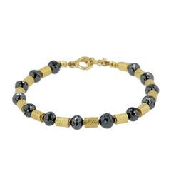  18K Yellow Gold Bracelet with Faceted Black Diamond Beads by Barbara Heinrich