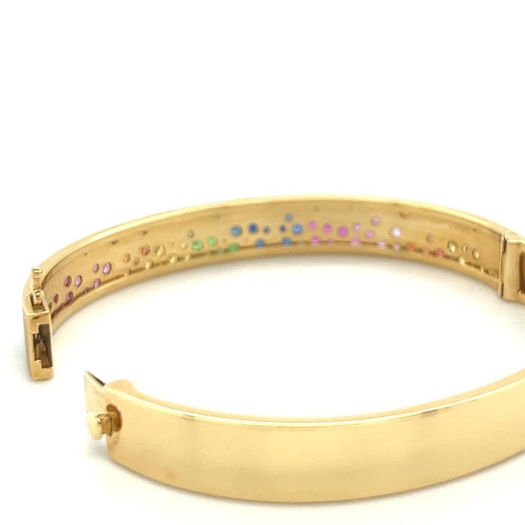 Modern 18K Yellow Gold Bracelet with Multi-Color Gemstones and Diamonds For Sale