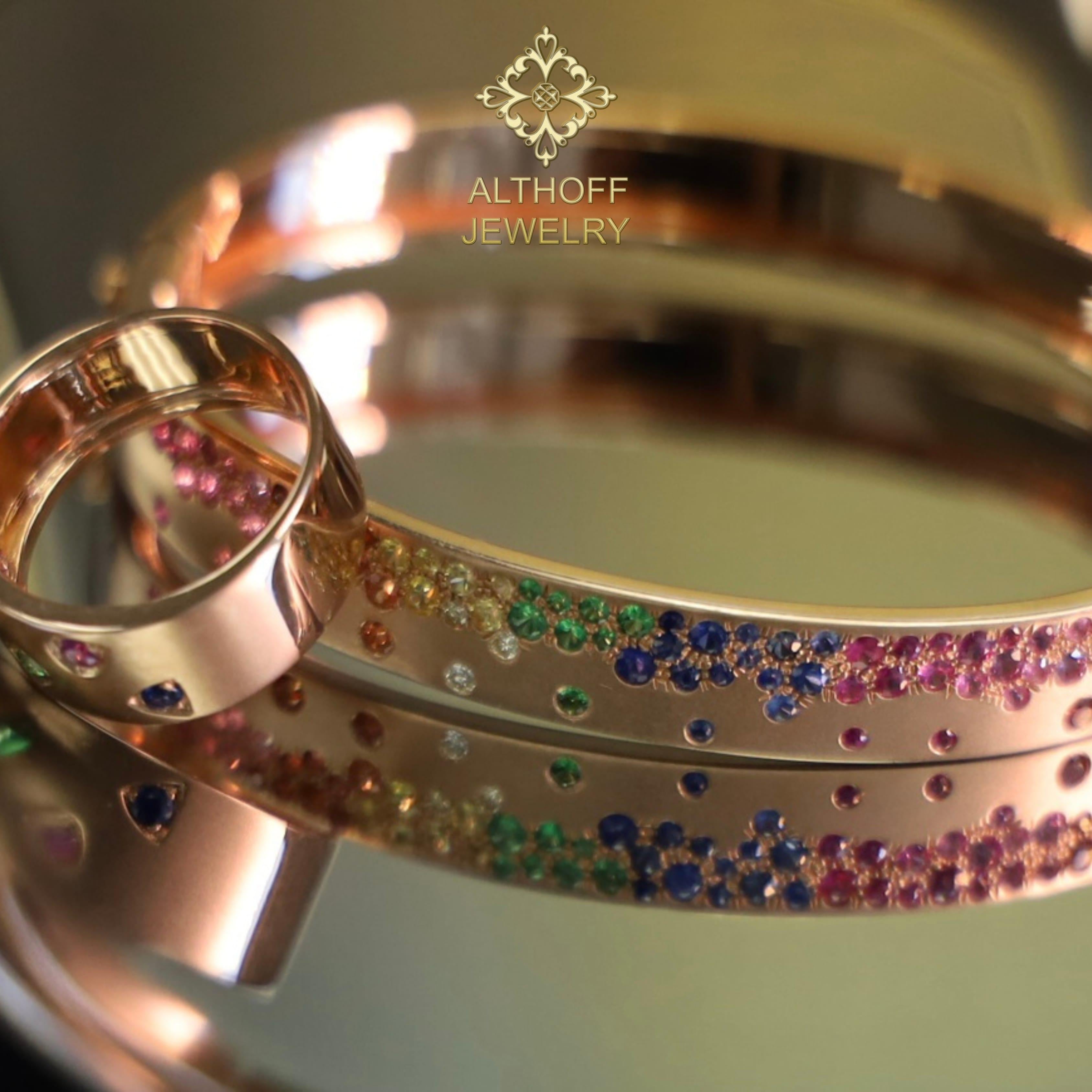 Bracelet en or jaune 18 carats avec pierres précieuses multicolores et diamants en vente 3