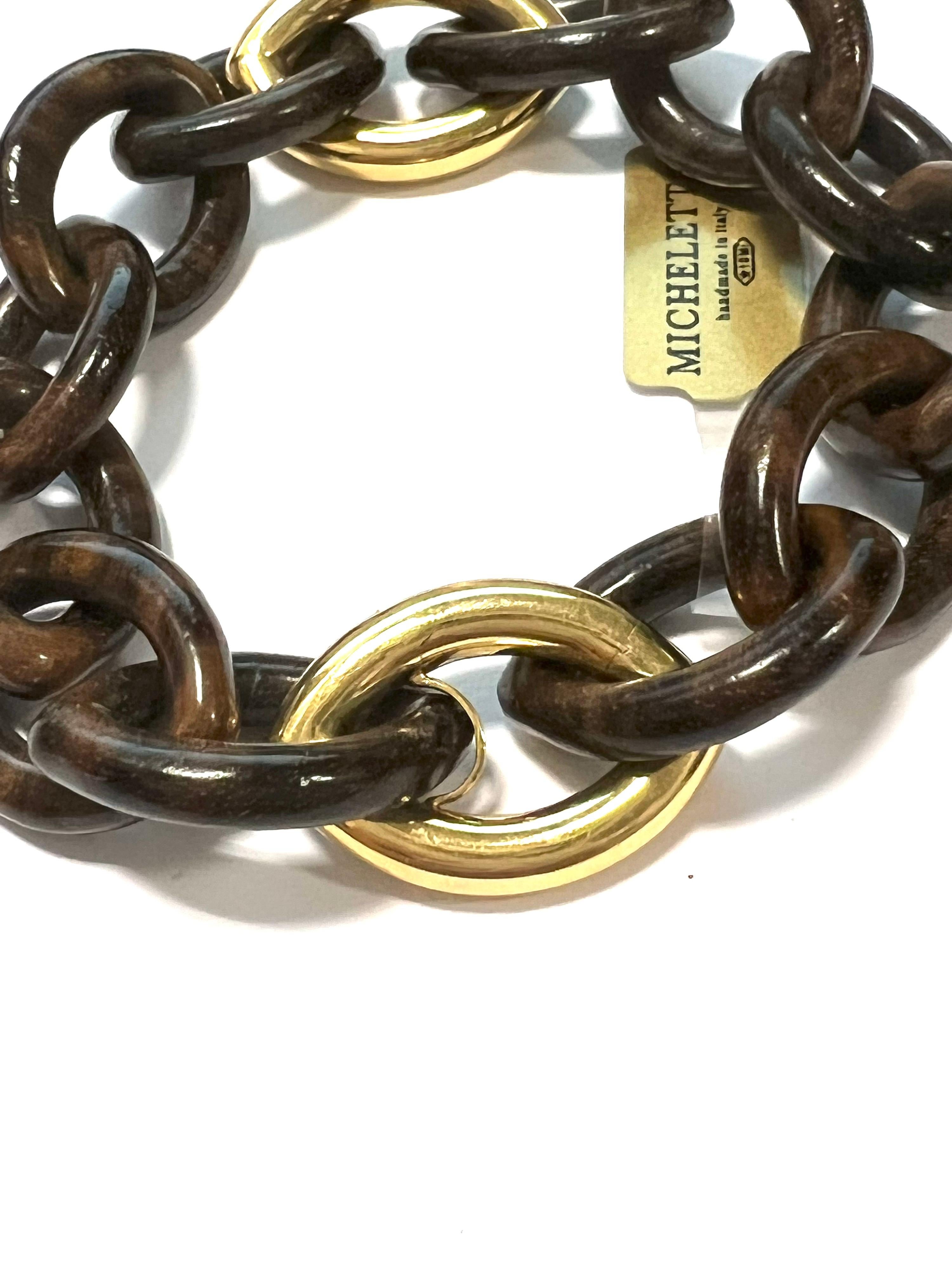 Women's or Men's 18k Yellow Gold Bracelet with Palisander
