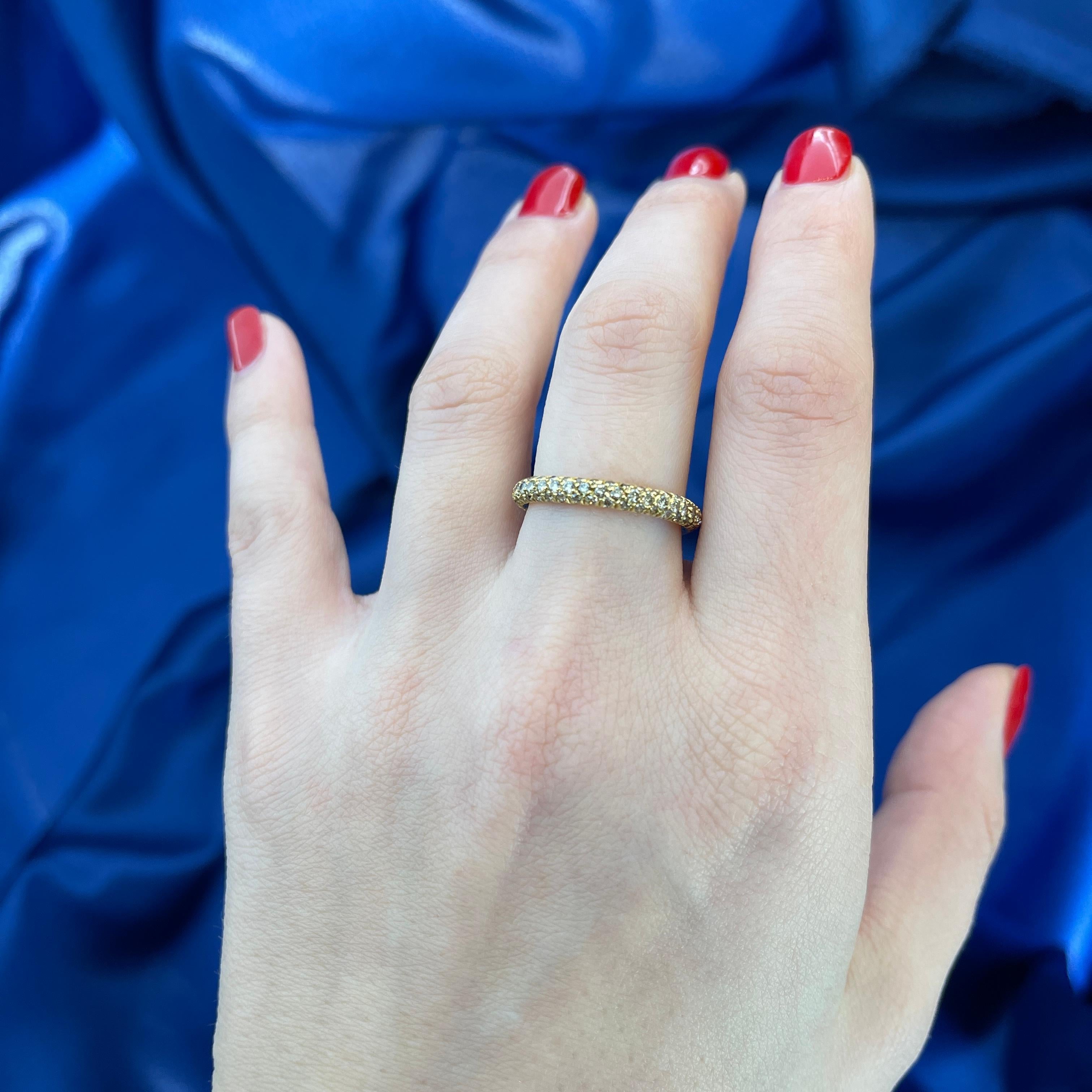 18K Yellow Gold Brown Diamond Pavé Band Ring In New Condition For Sale In Bergamo, BG