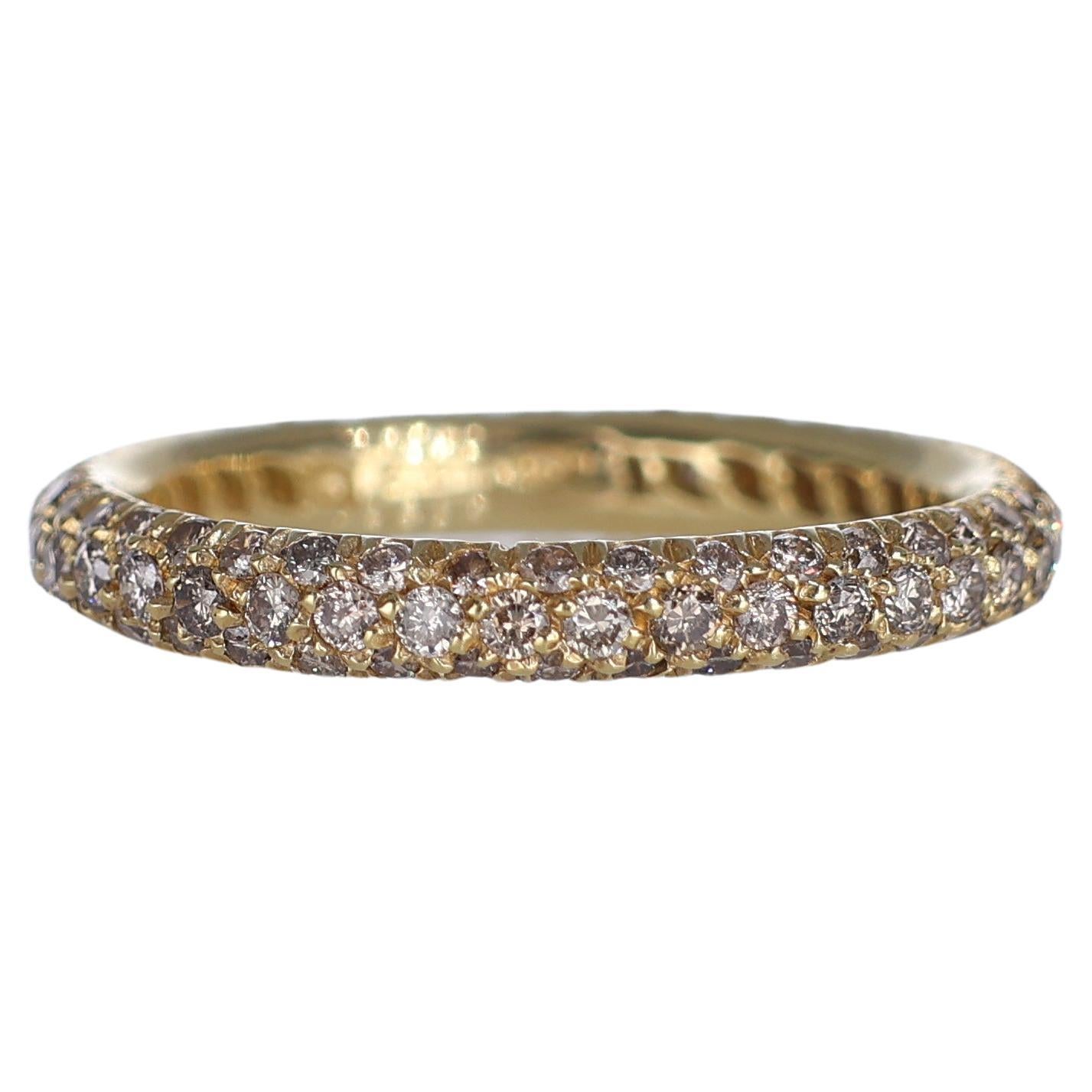 18K Yellow Gold Brown Diamond Pavé Band Ring