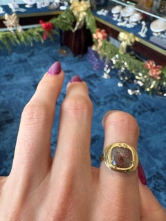 18K Yellow Gold Brown Diamond Ring. Size 6.5