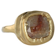 18K Yellow Gold Brown Diamond Ring. Size 6.5