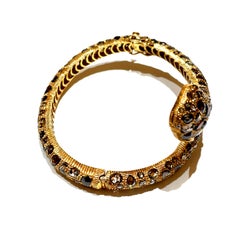 18k Yellow Gold Brown Diamond Snake Bangle