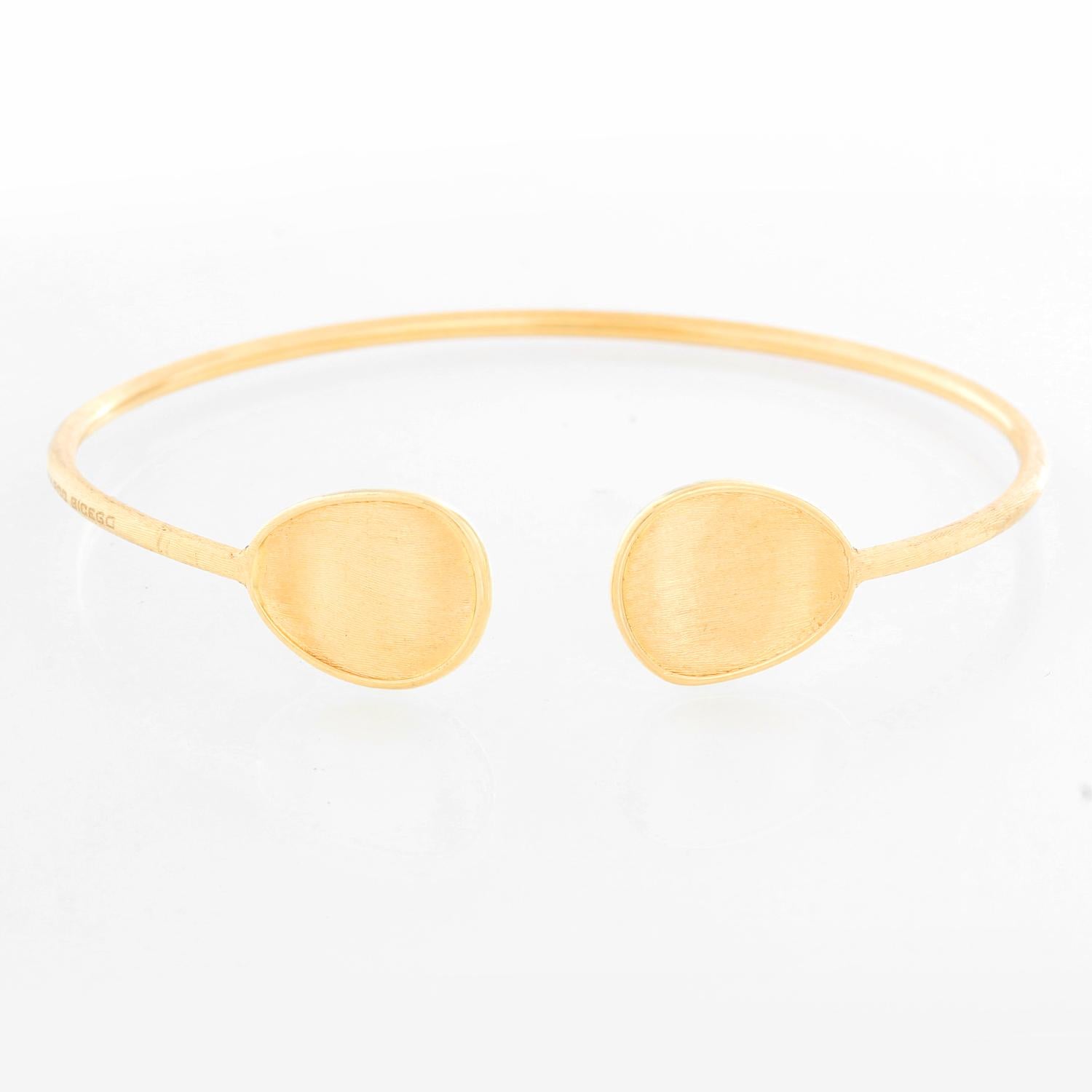 18K Yellow Gold Brushed Cuff Bracelet - Beautiful brushed gold cuff measuring 6 1/2 inch wrist. Made in Italy. Hallmarks include 750 and 2616 VI. 