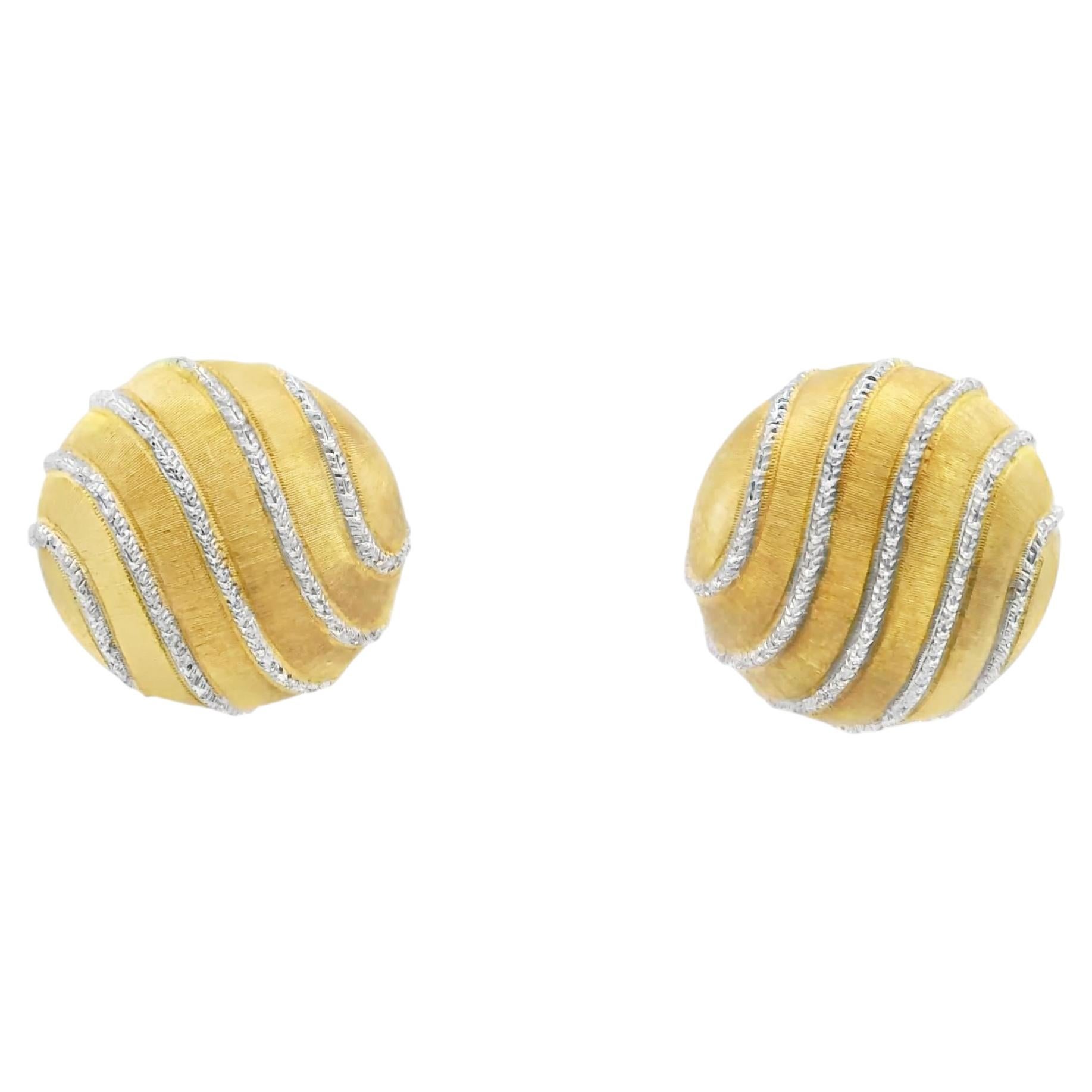 Pre-owned Buccellati 18k Yellow Gold 1980s Textured Gold Earrings