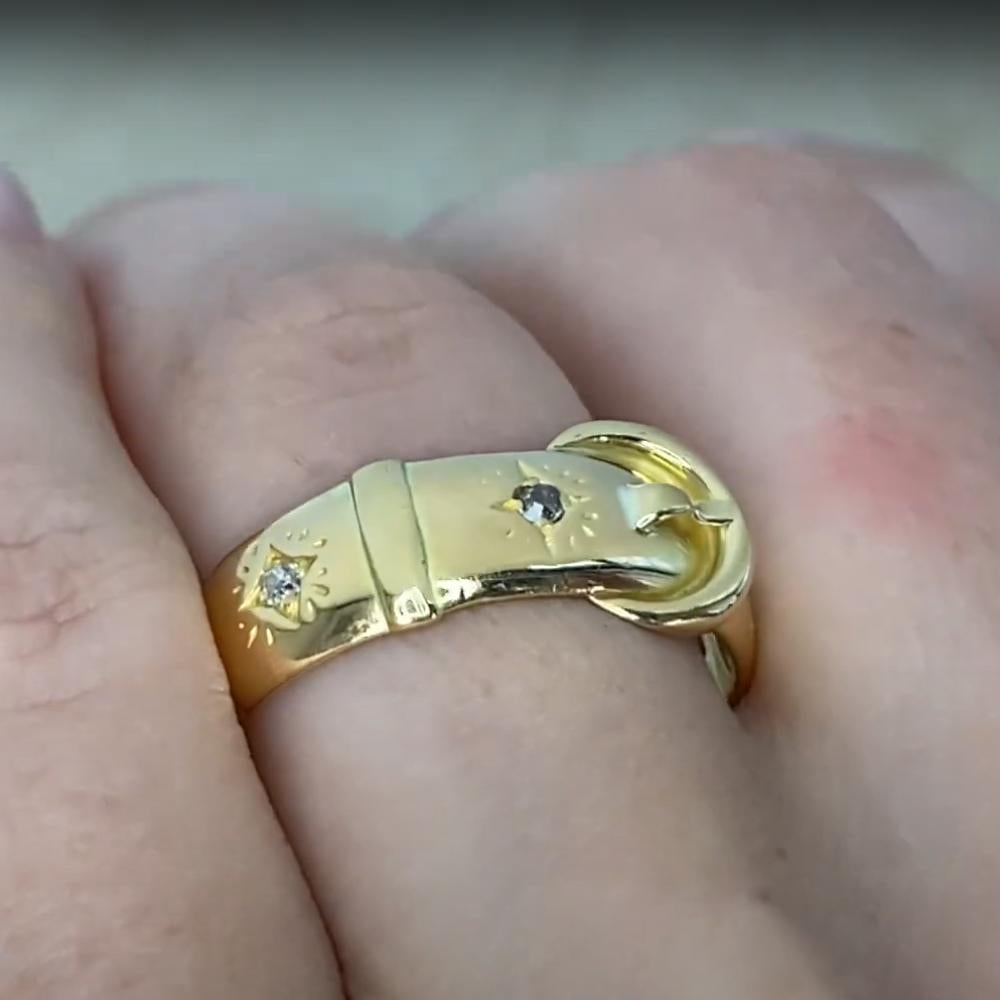 18k Yellow Gold Buckle Fashion Ring with Diamonds, Victorian Era, Circa 1880 In Excellent Condition For Sale In New York, NY
