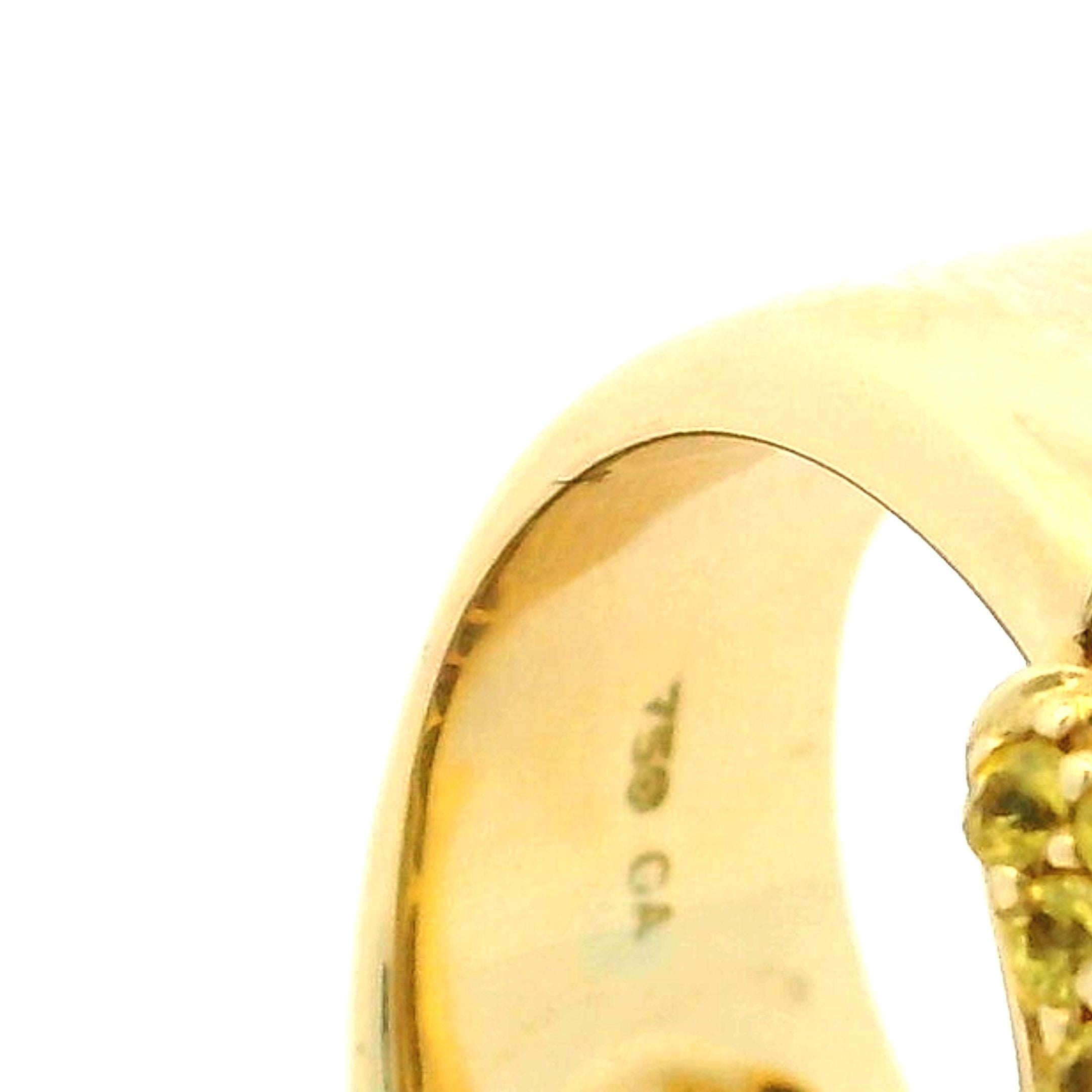 Bague à boucle en or jaune 18K  Diamants champagne et saphirs jaunes, Italie 1990 en vente 5