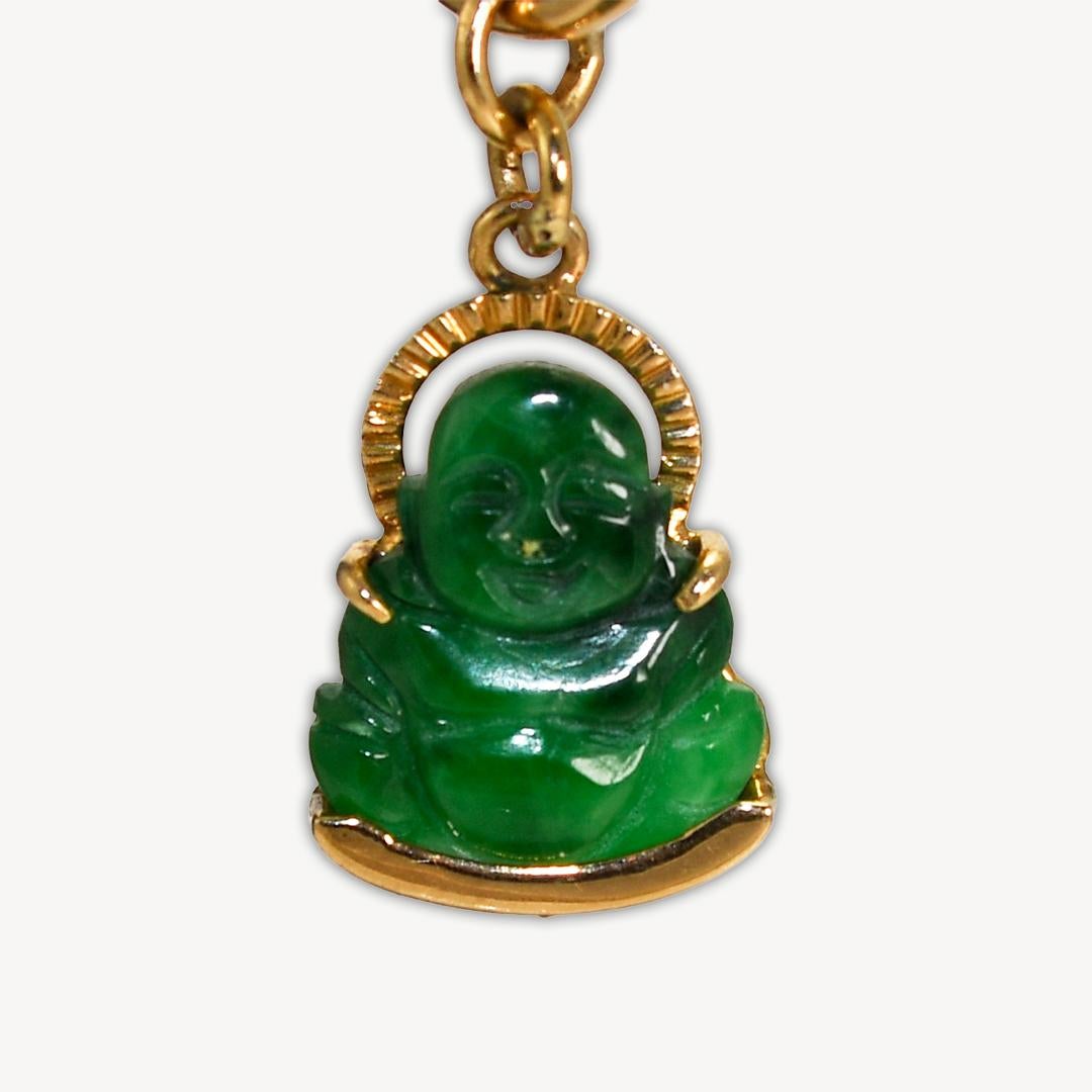 18 Karat Gelbgold Buddha-Ohrringe aus grüner Jade für Damen oder Herren im Angebot