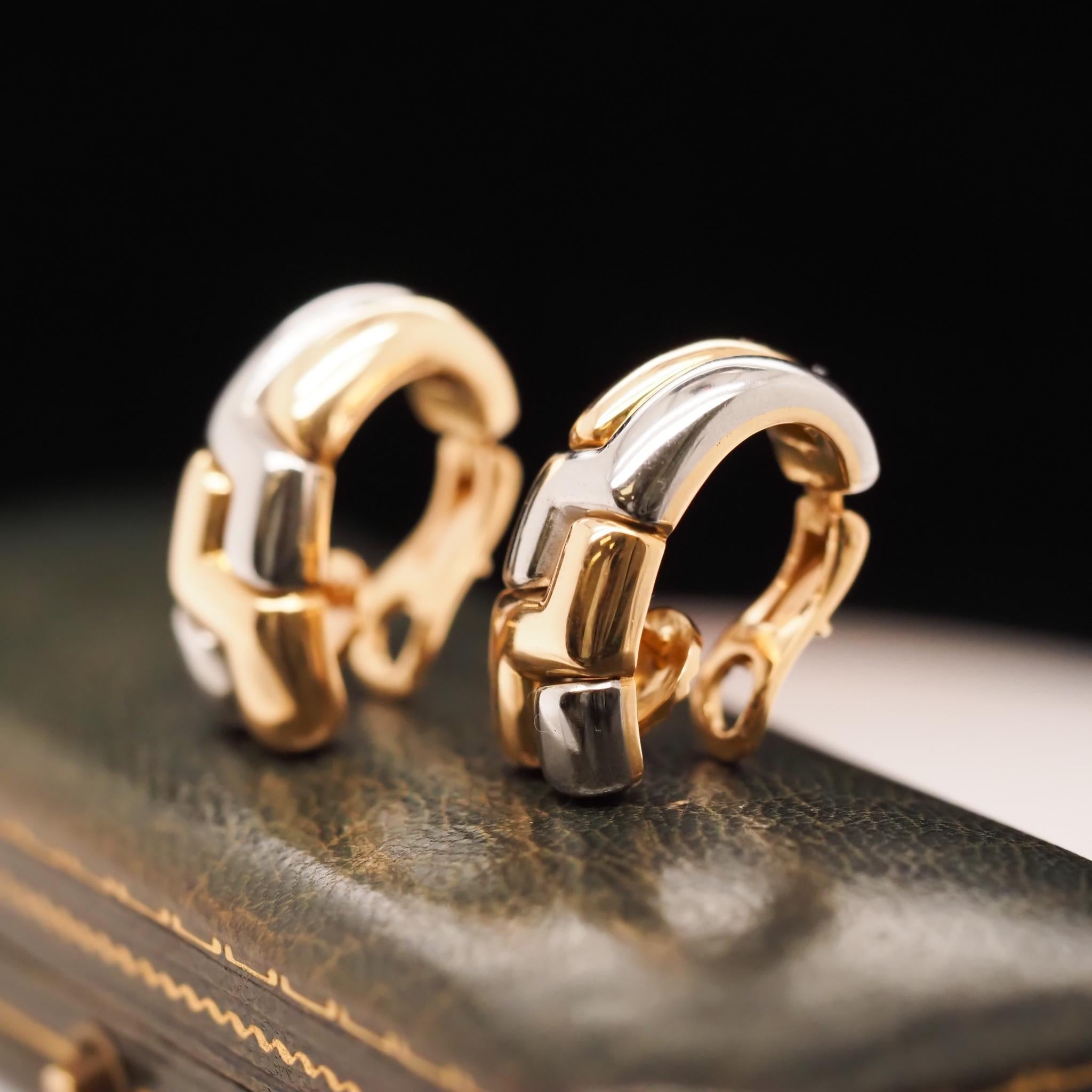 18K Gelbgold Bulgari (BVLGARI) Zweifarbige Ohrringe im Angebot 1