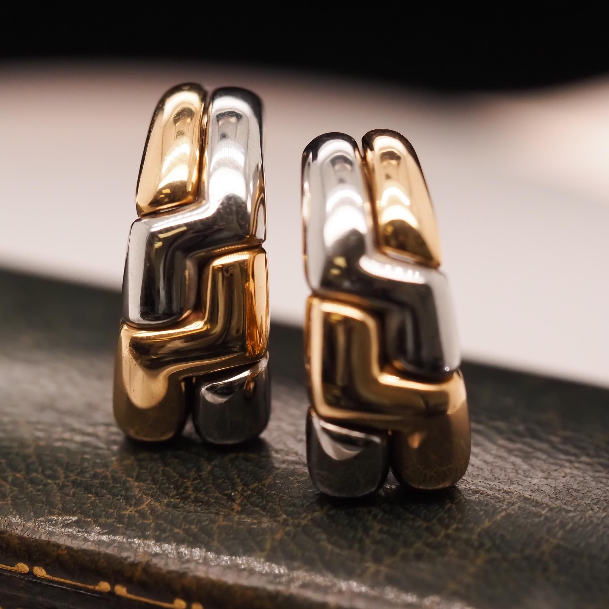 18K Gelbgold Bulgari (BVLGARI) Zweifarbige Ohrringe im Angebot 4