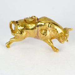 18 Karat Yellow Gold Bull Charm Pendant