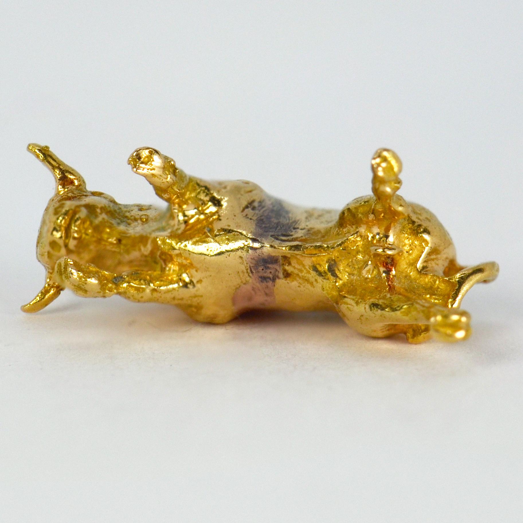 18 Karat Yellow Gold Bull Charm Pendant 2