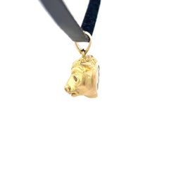 18k Yellow Gold Bull Pendant With Bronze Diamonds