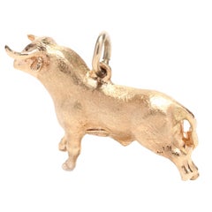 18K Yellow Gold Bull Taurus Zodiac Charm