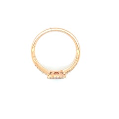 18k Yellow Gold Burmese Ruby Baguette Cts 0.42 and Diamond Halo Engagement Ring
